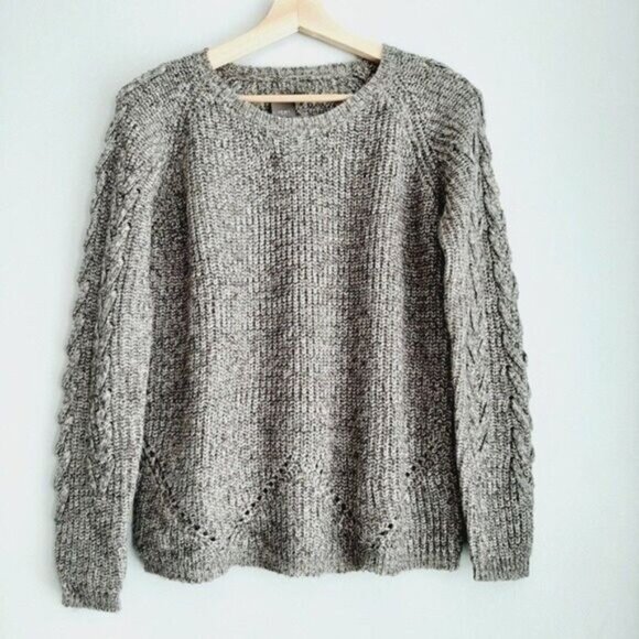 ICHI Denmark Anubis Crewneck Pullover Knit Sweater Gray Sz S - Picture 2 of 13